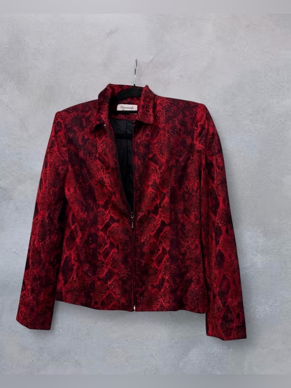 Scervino Red Snake-Print Zip Jacket